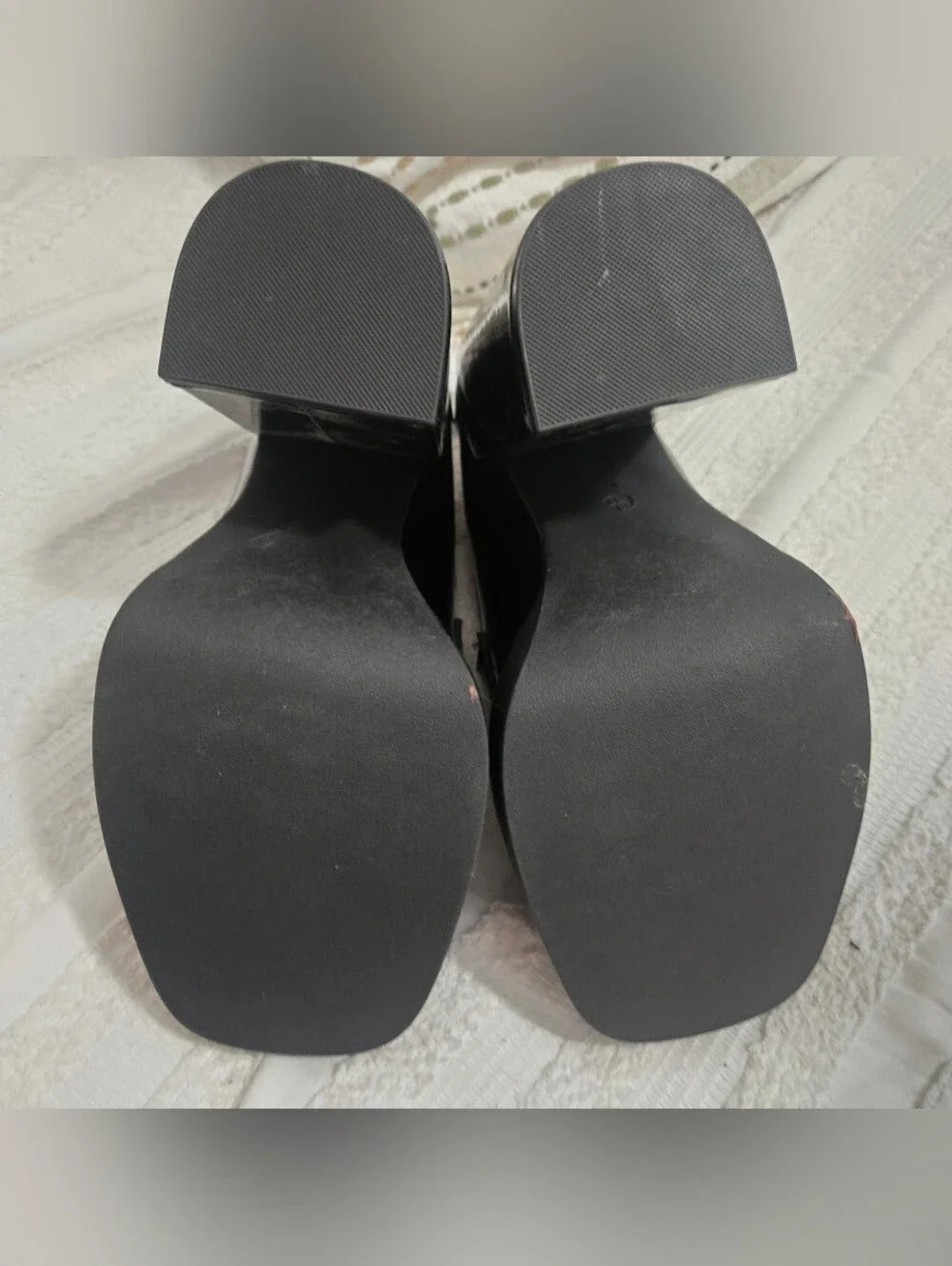 Rouge Helium - Platform Chunky Patent Loafer Heels - Black - Picture 6 of 7
